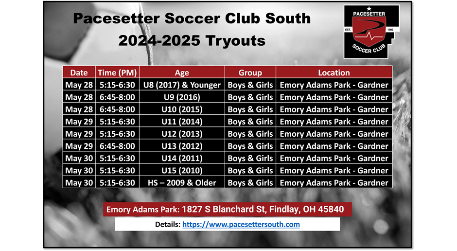2024-2025 Tryout Information:  Register Today!