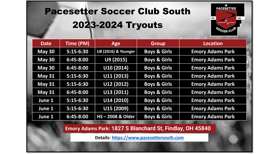 2023-2024 Tryout Information:  Register Today!