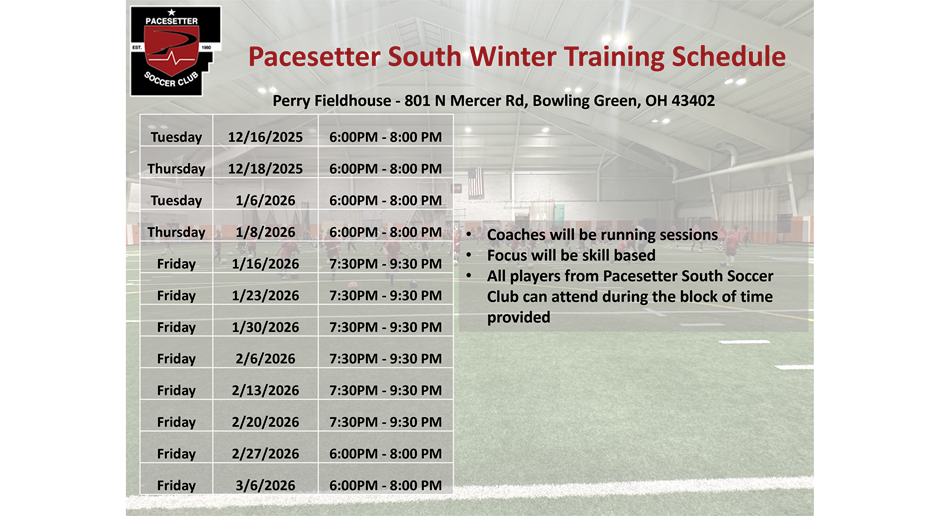 Winter Training Schedule 2025-26